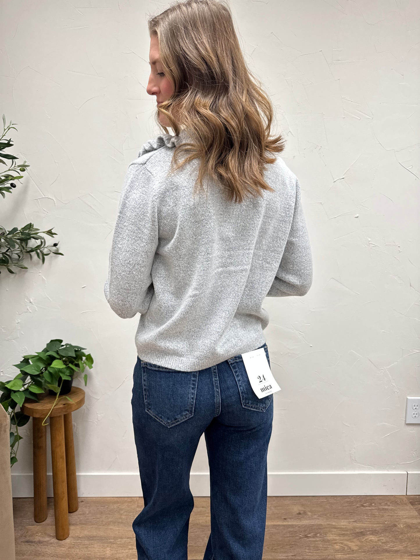 Ruffle Collar Cardigan Sweater