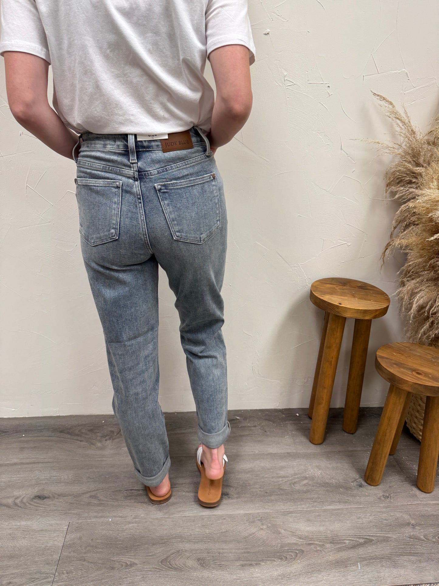 HW Vintage Double Roll Cuff Boyfriend Judy Blue Denim