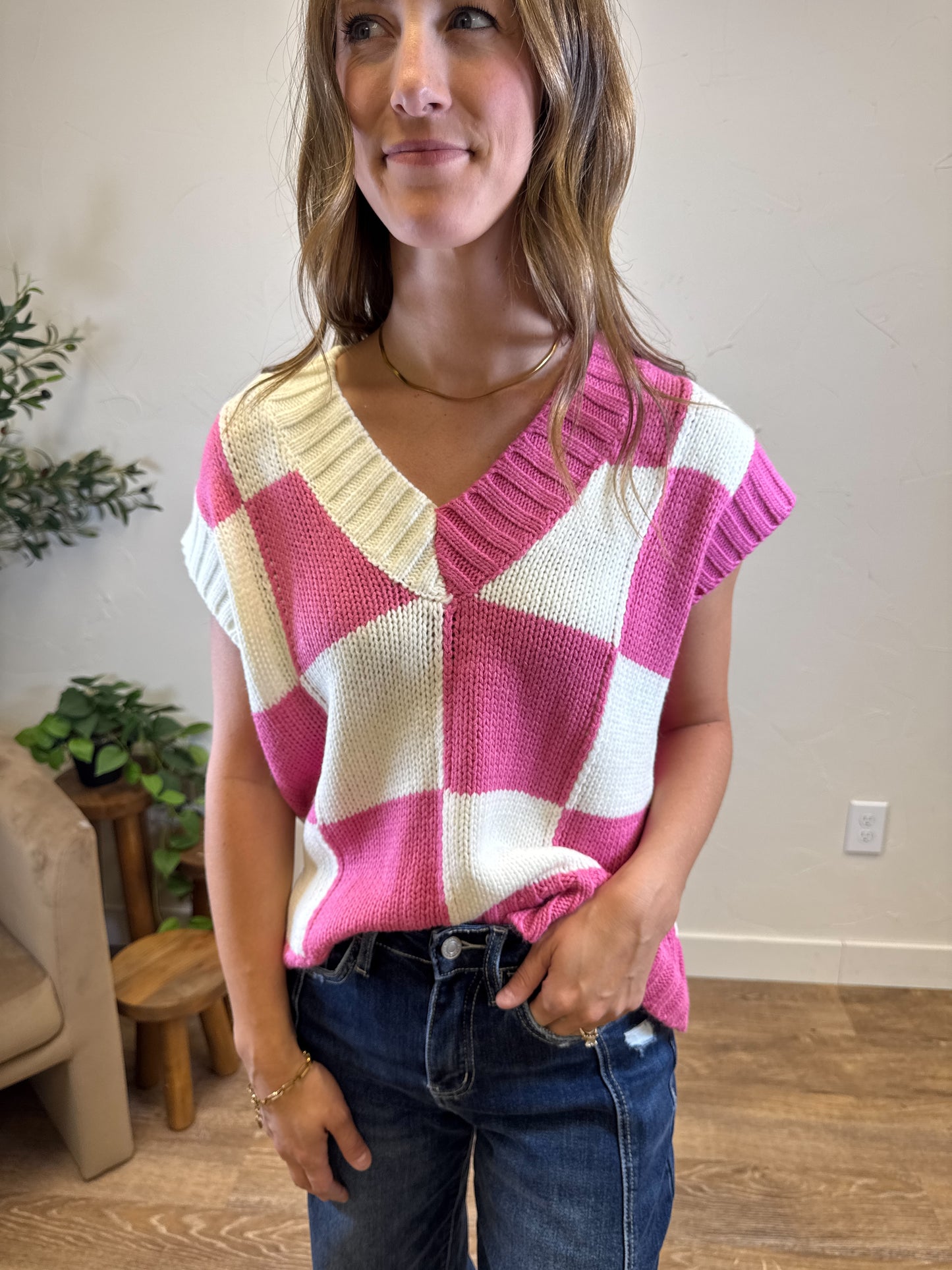 Checkered Sweater Vest
