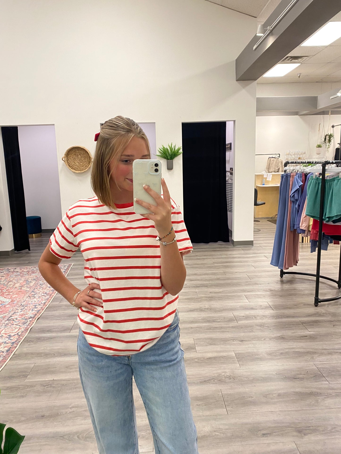 Crew Neck Striped Oversize Tshirt