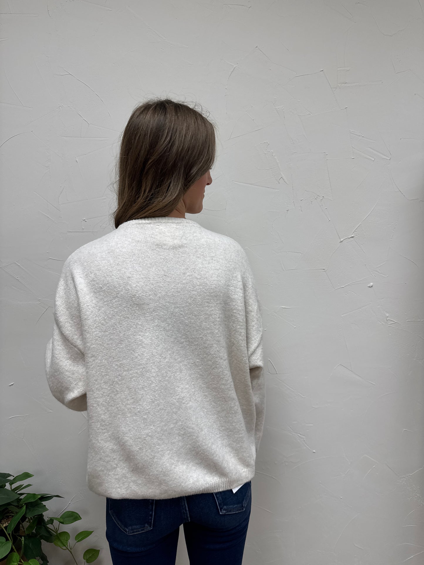 Crew Neck Sweater Cardigan