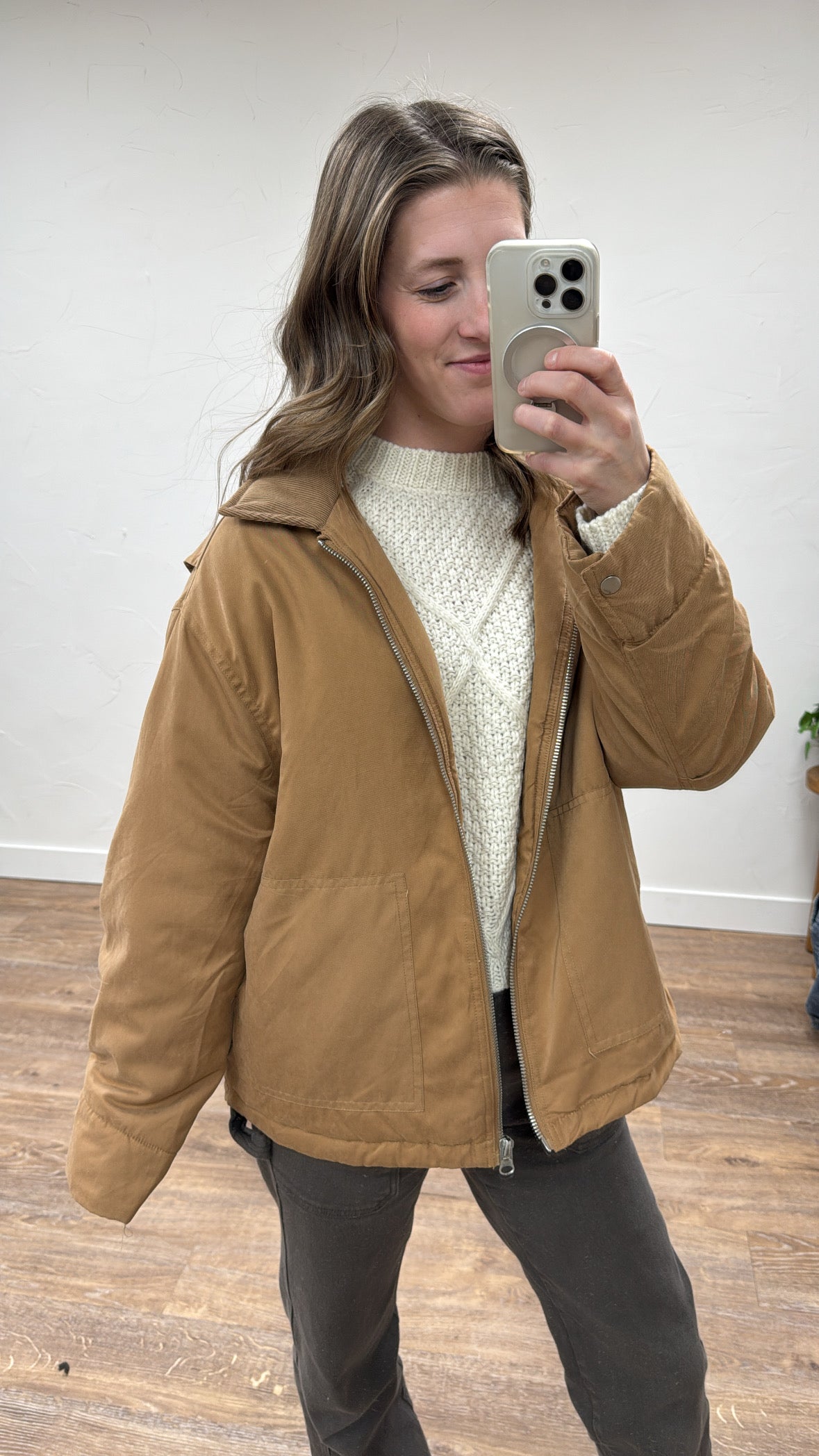 Zip-Front Puffer Barn Jacket