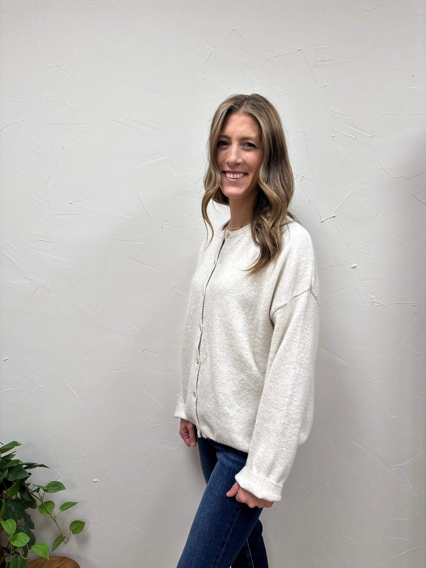 Crew Neck Sweater Cardigan