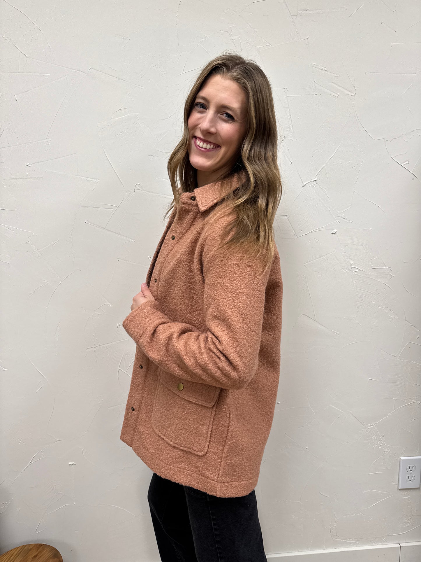 Snap Button Teddy Jacket