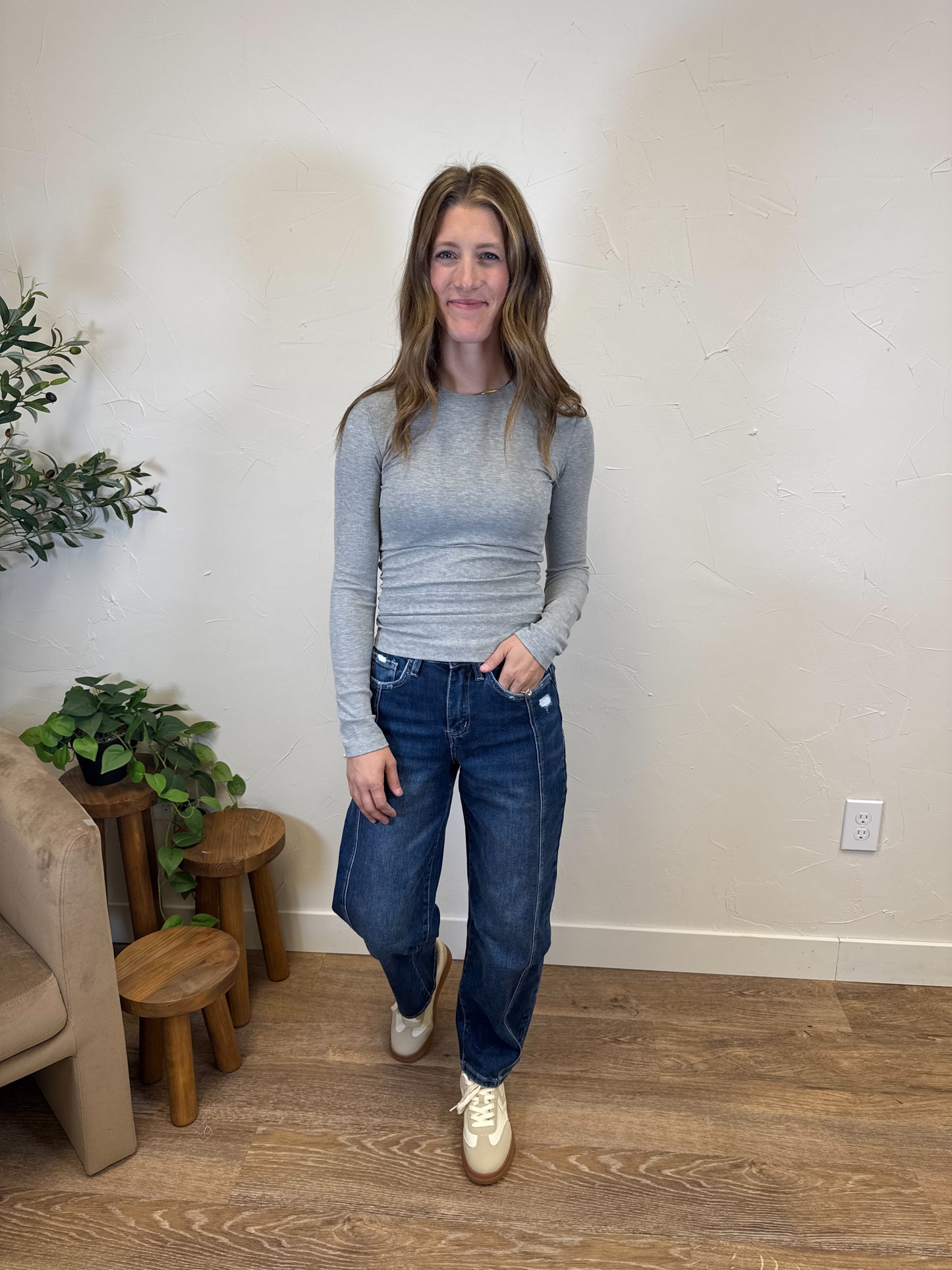Long Sleeve Micro Ribbed Top