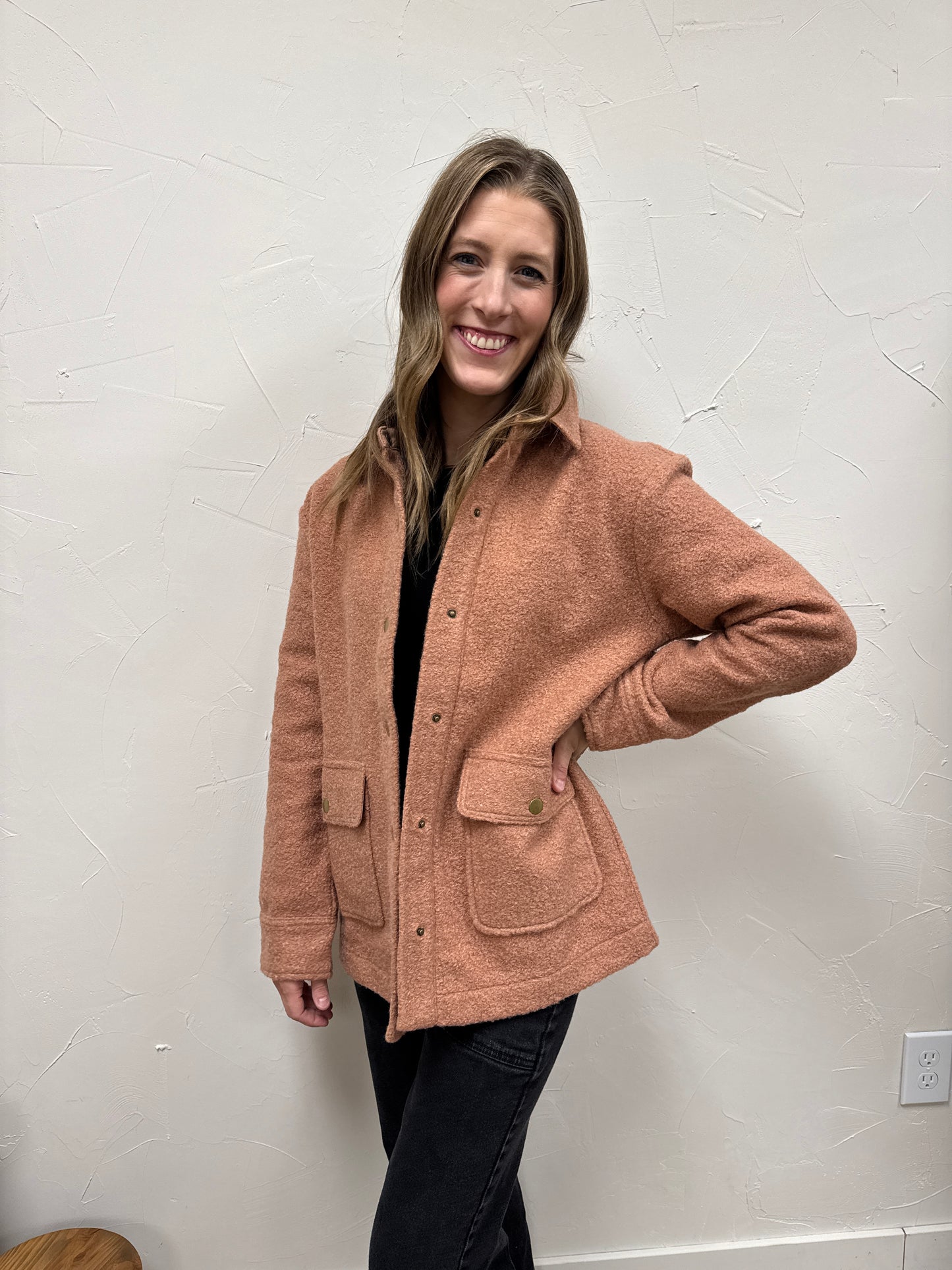 Snap Button Teddy Jacket