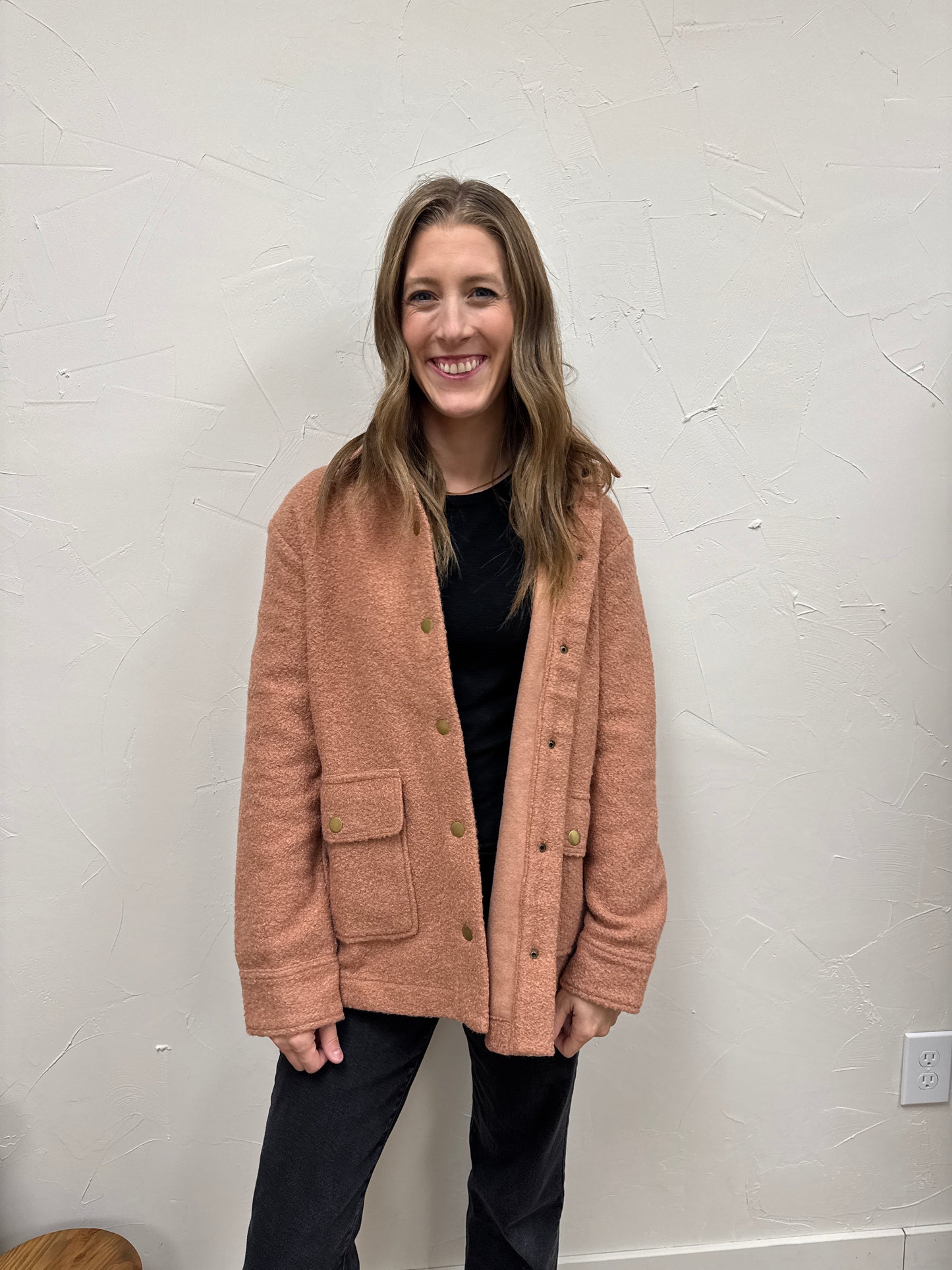 Snap Button Teddy Jacket