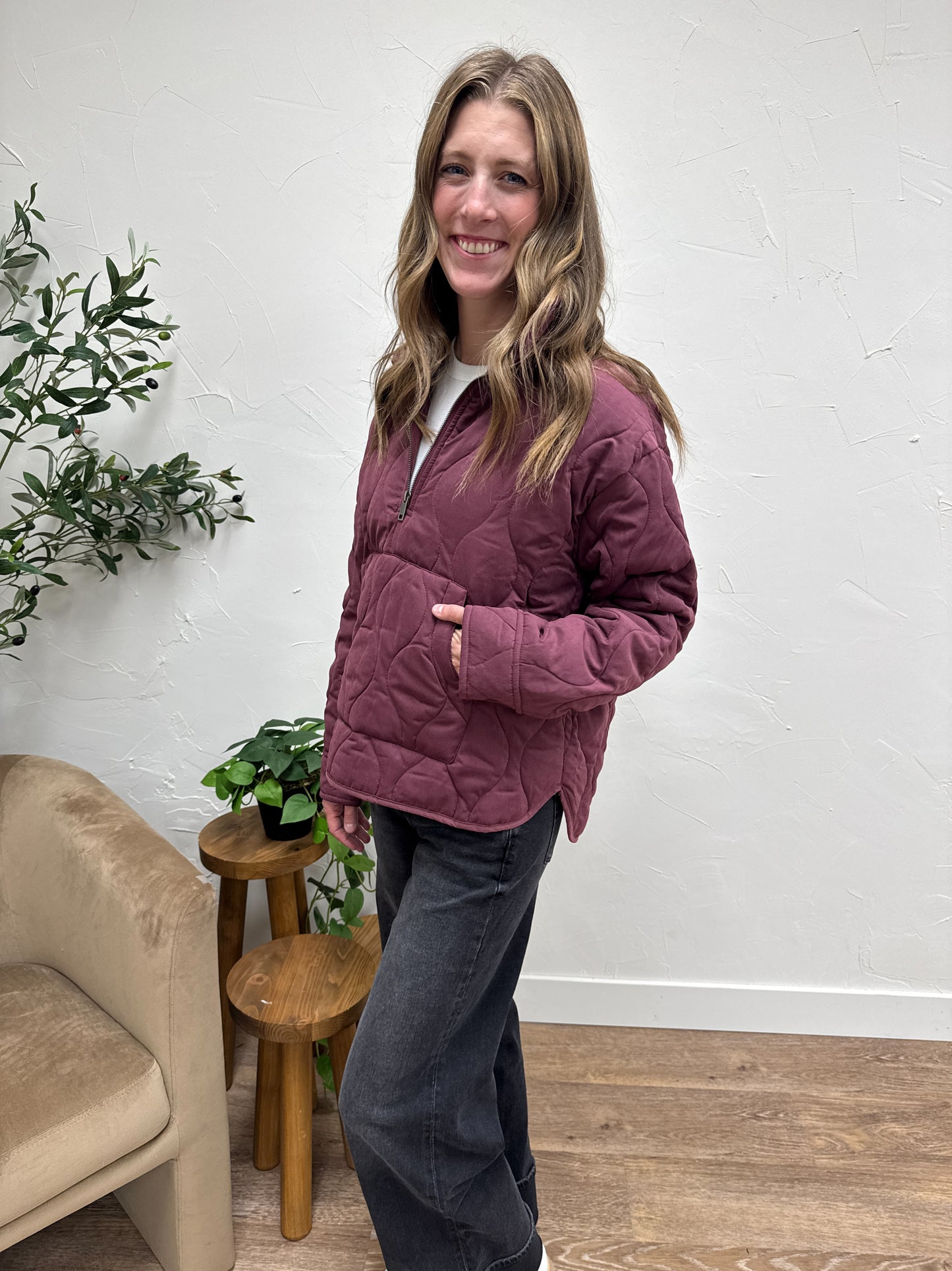 Quilted Pullover Quarter Zip