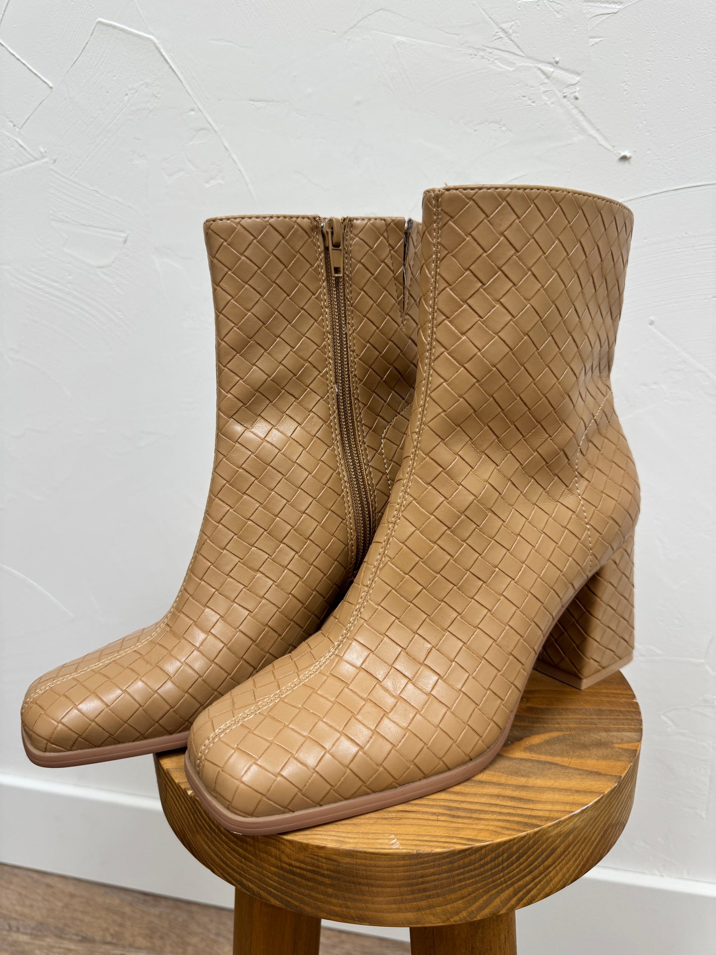 The Demi Woven Block Heel Ankle Boot