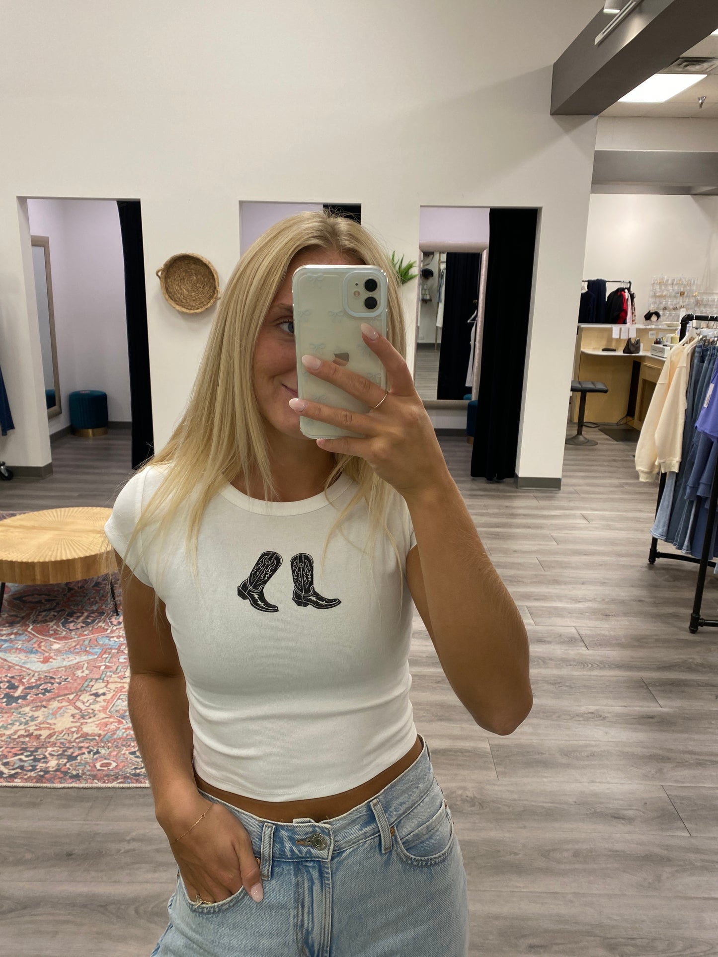 Western Boot Print Crop Top