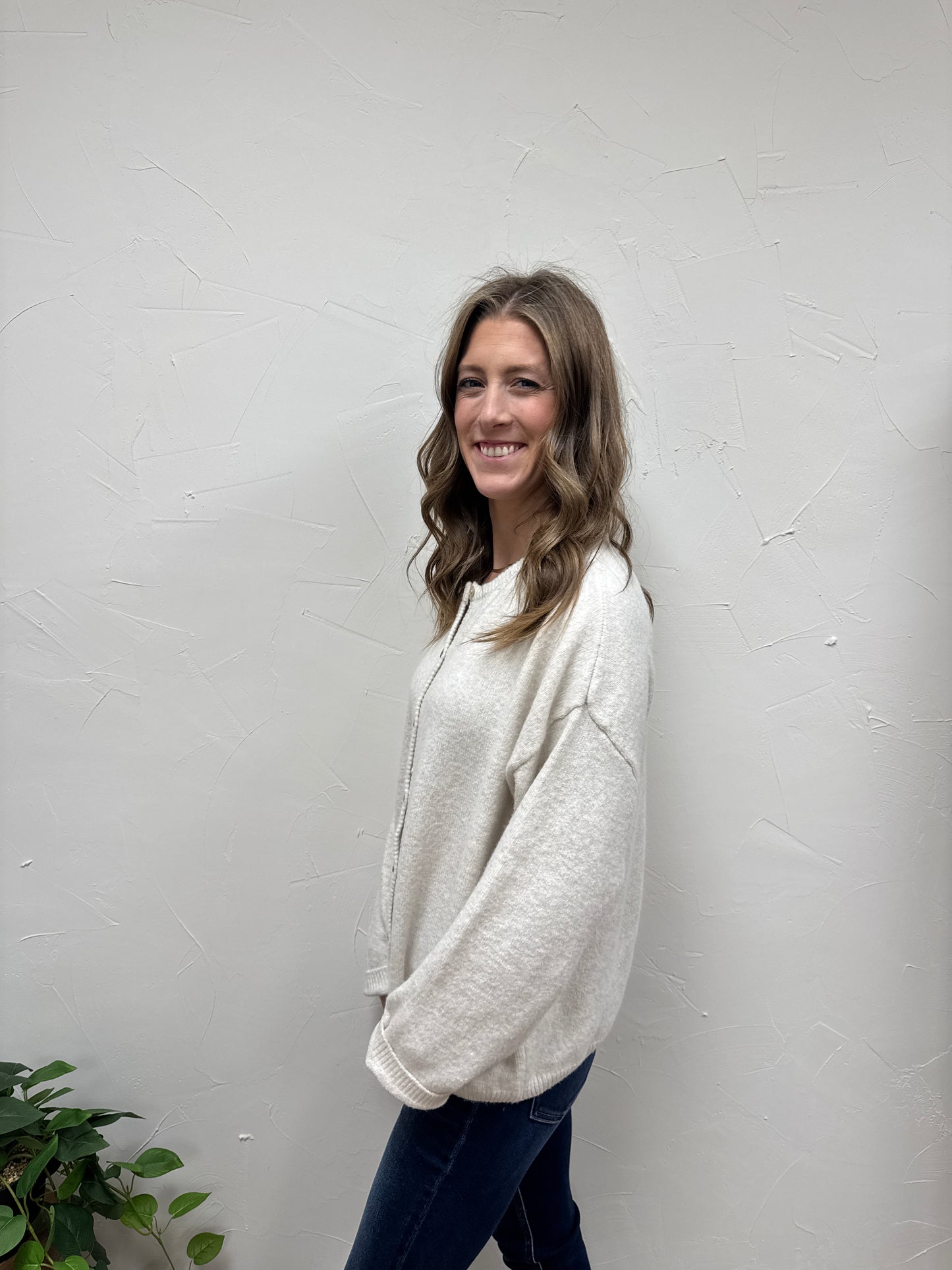 Crew Neck Sweater Cardigan