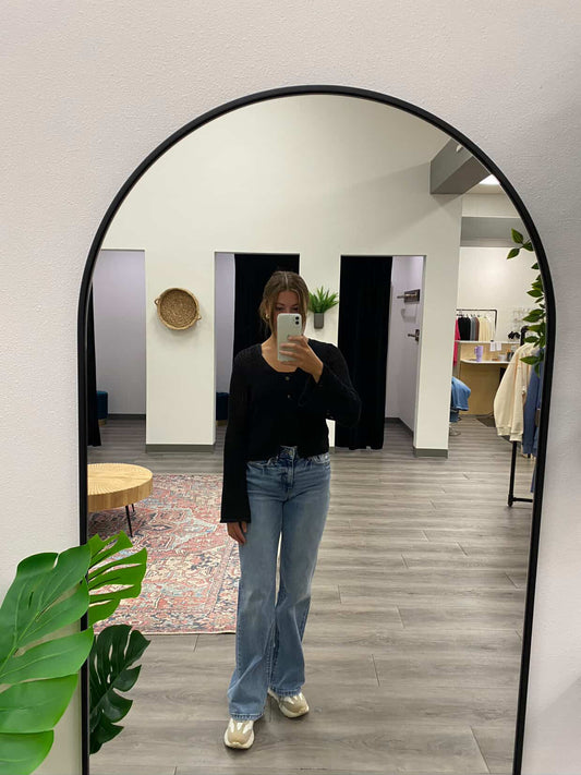 Bell Sleeve Front Button Crochet Cardigan