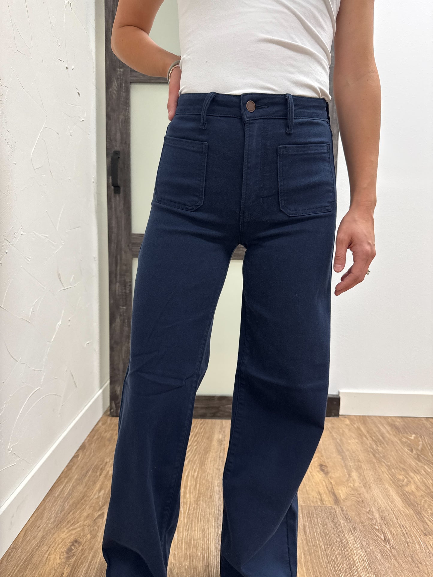 Mini Patch Pocket Wide Leg Denim