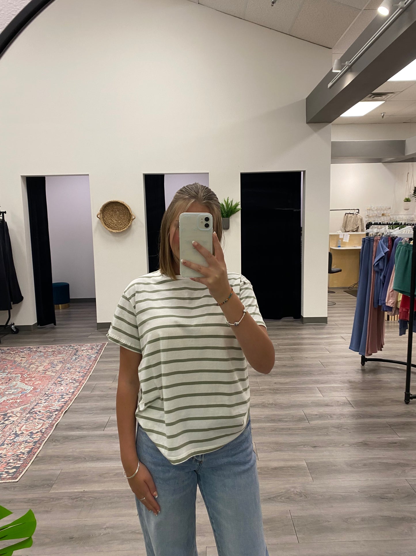 Crew Neck Striped Oversize Tshirt