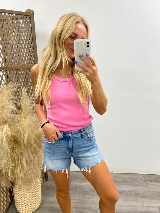 High Rise Cut Off Shorts - Three:Twelve Boutique