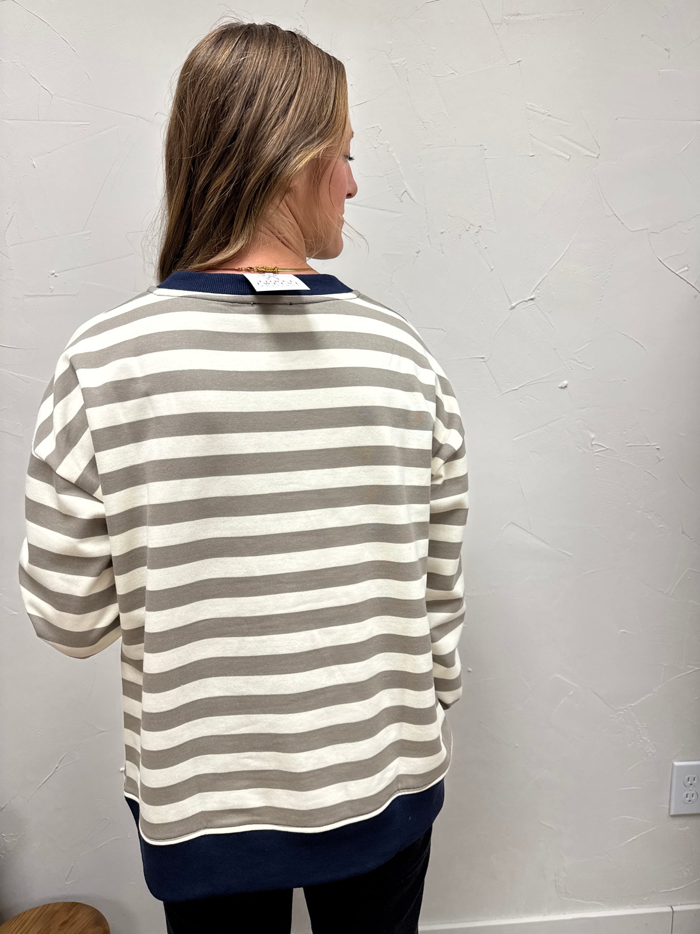 Color Contrast Stripe Oversized Sweatshirt