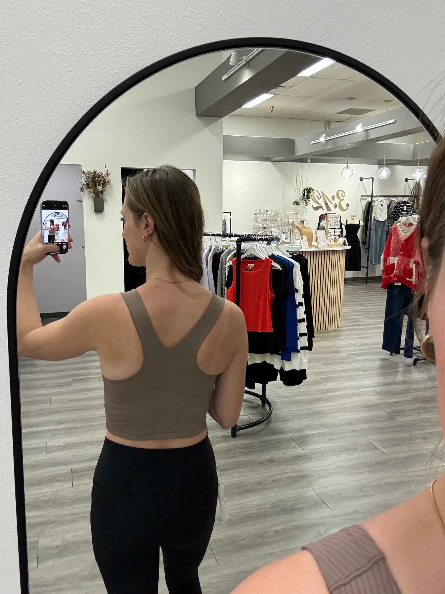 Square Neck Ribbed Racerback Sports Bra - Three:Twelve Boutique