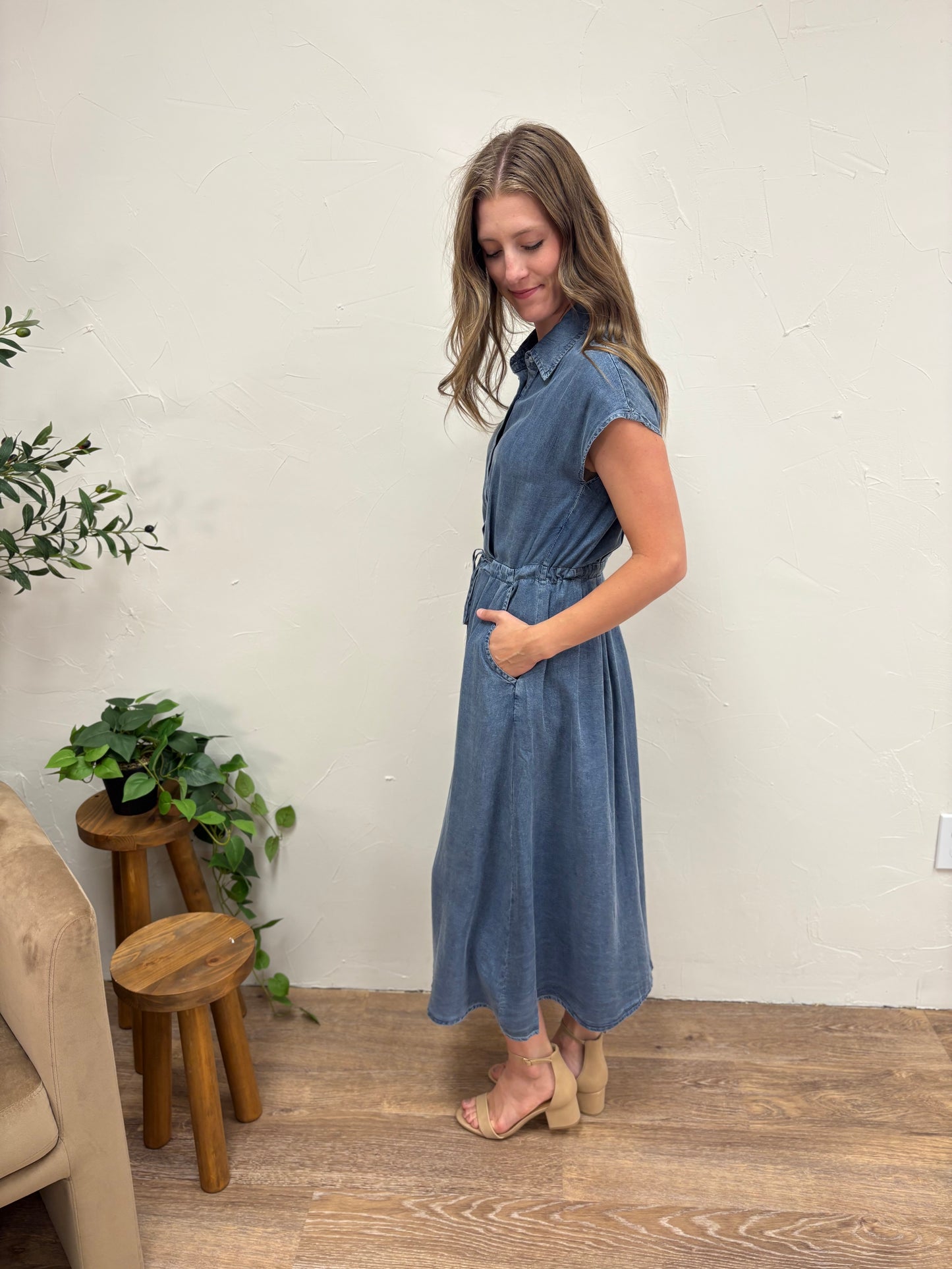 Chambray Buton Down Dress