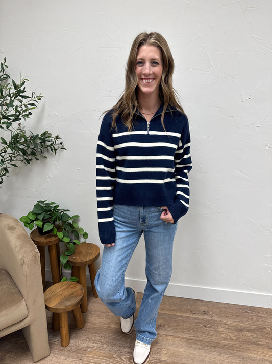 Quarter Zip Striped Top