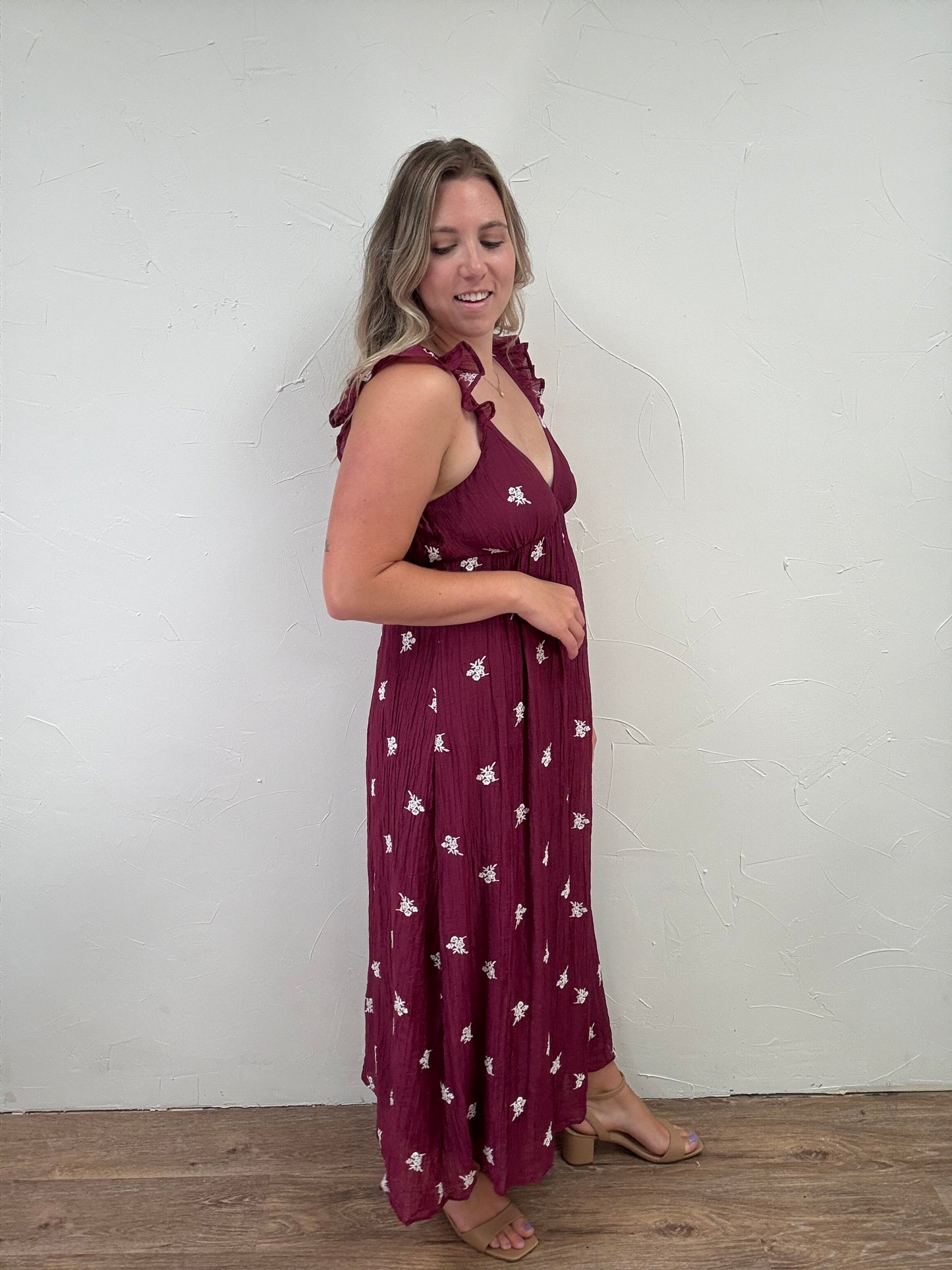 Floral Embroidered Midi Dress