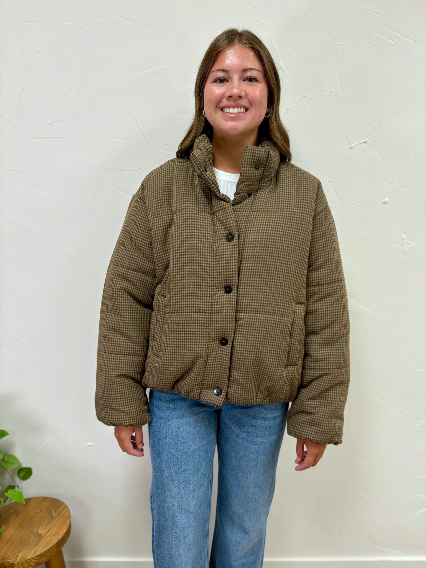 Gingham Puffer Jacket