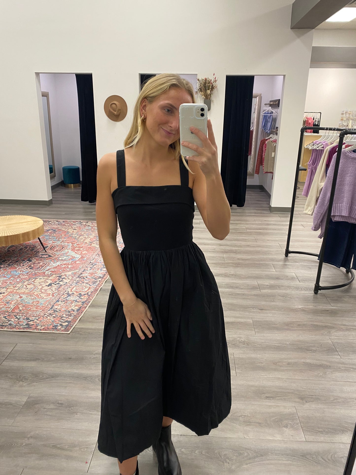 MIXED MEDIA TANK MIDI DRESS - Three:Twelve Boutique