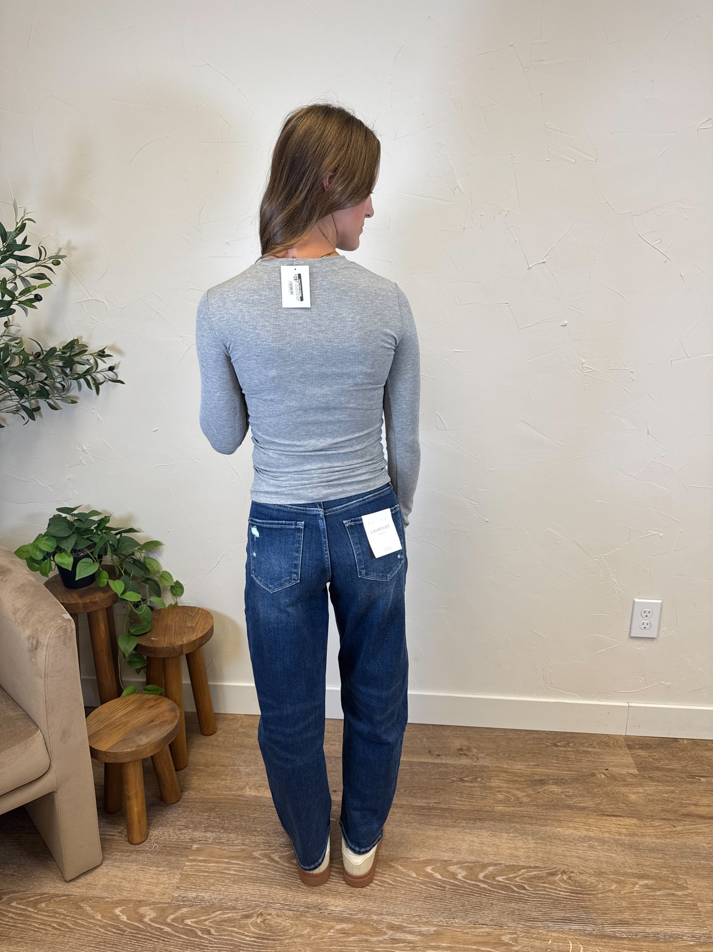 Long Sleeve Micro Ribbed Top