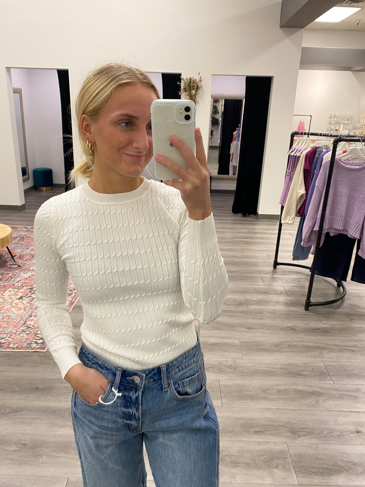 Cable Detail Sweater Top - Three:Twelve Boutique