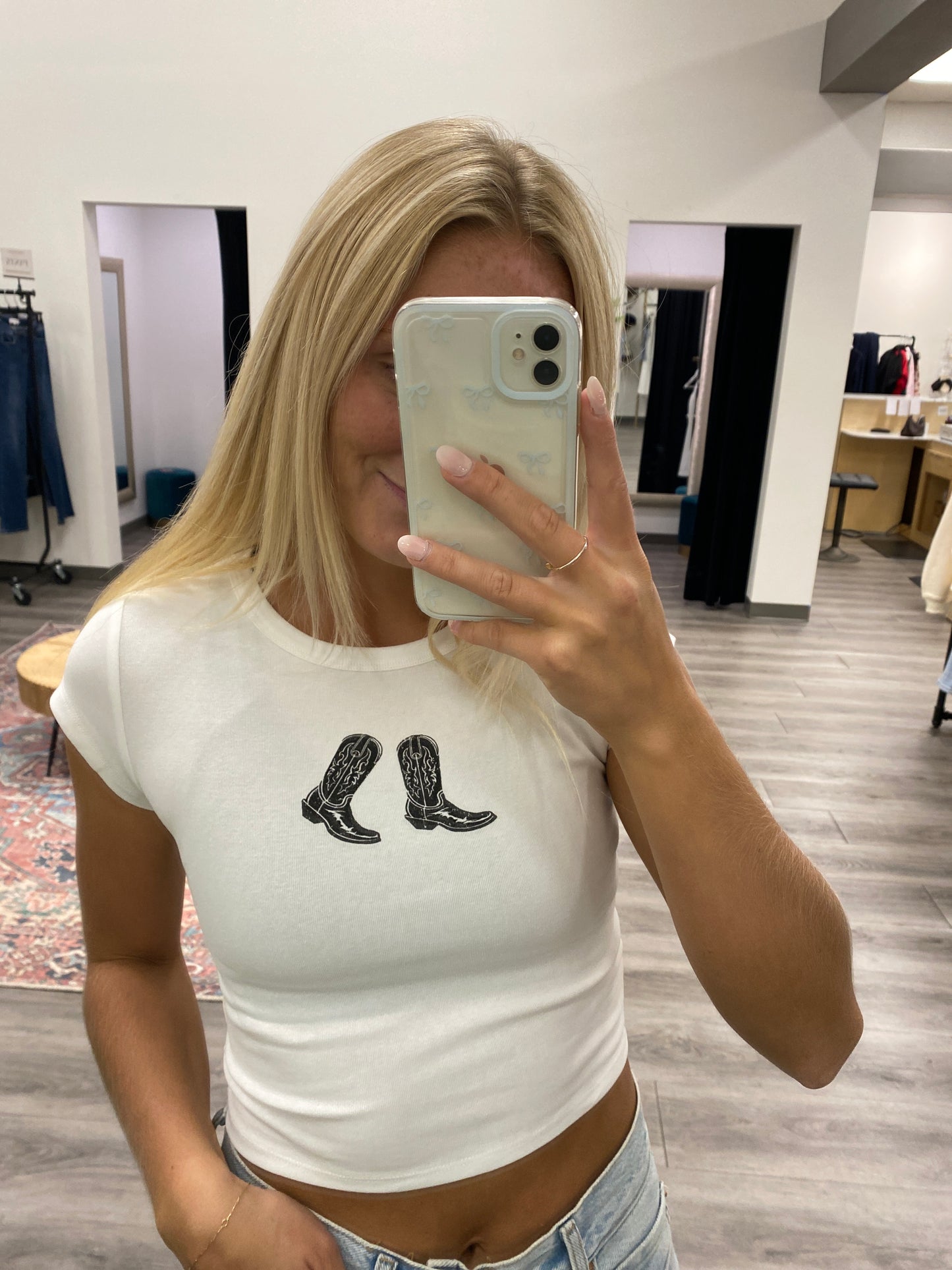 Western Boot Print Crop Top