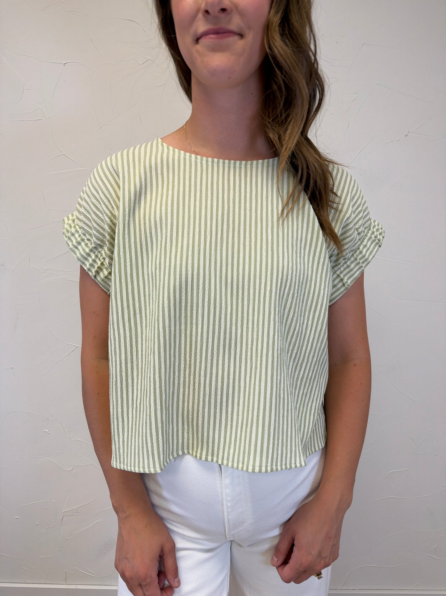 Round Neck Elastic Cap Sleeve Floral Top