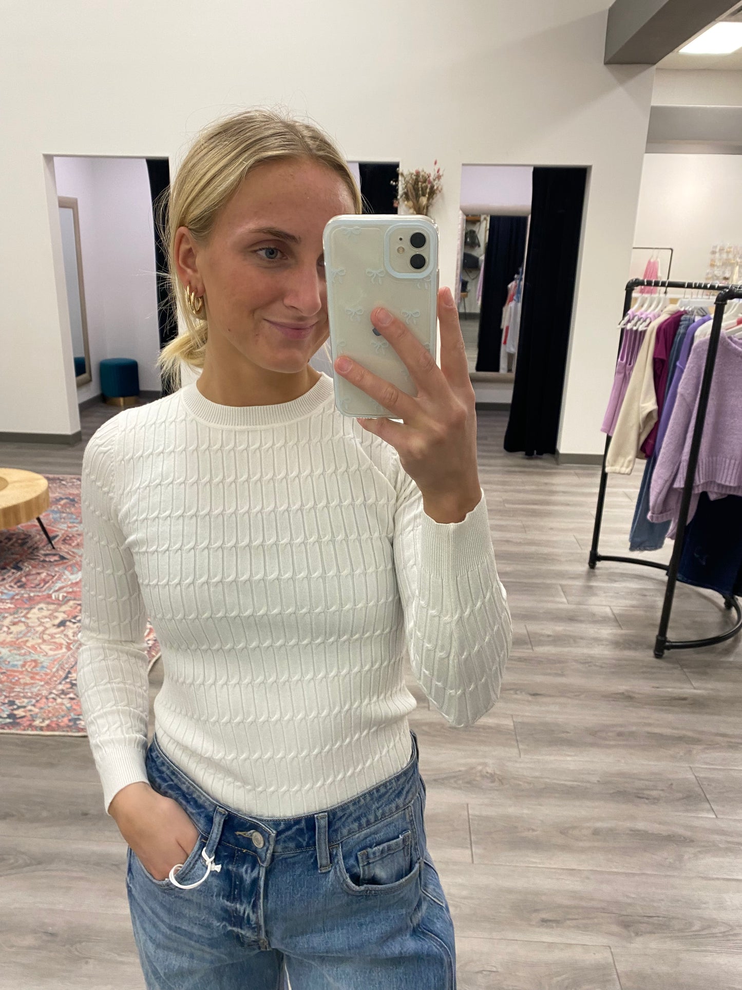 Cable Detail Sweater Top - Three:Twelve Boutique
