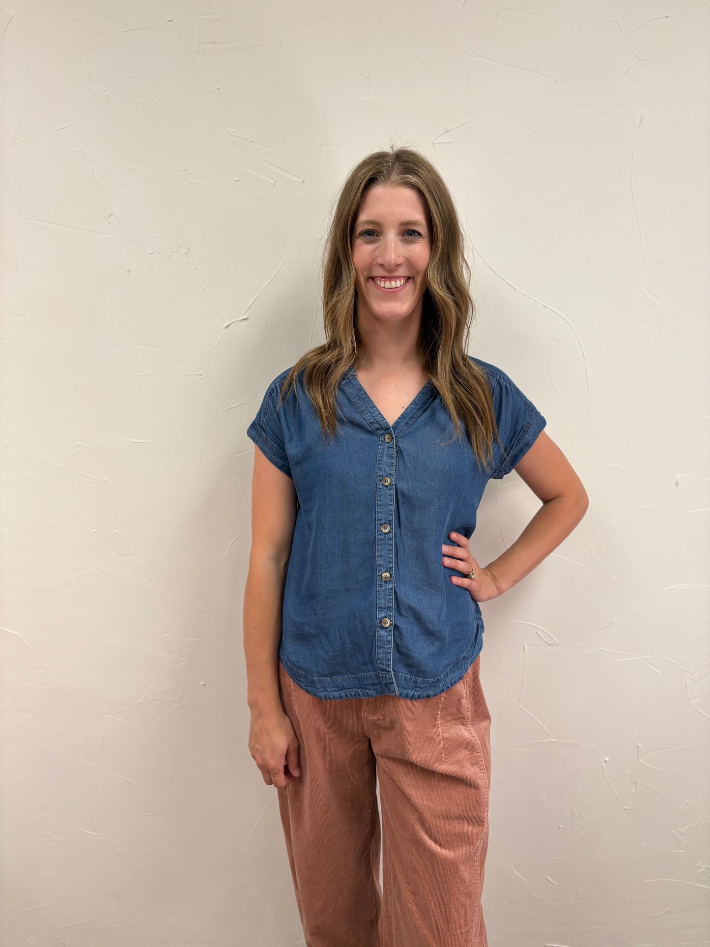 Dark Chambray Button Down Shirt