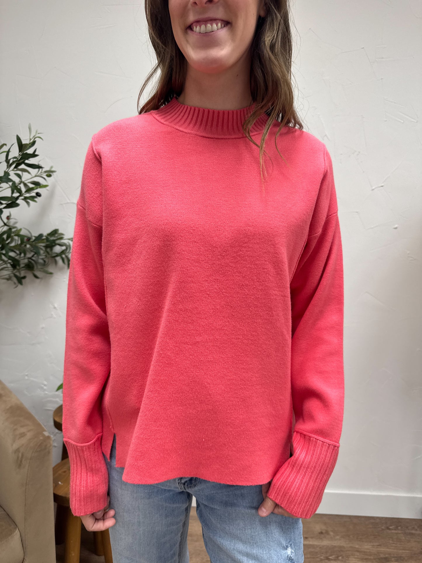 Mock Neck Marled Pullover Sweater