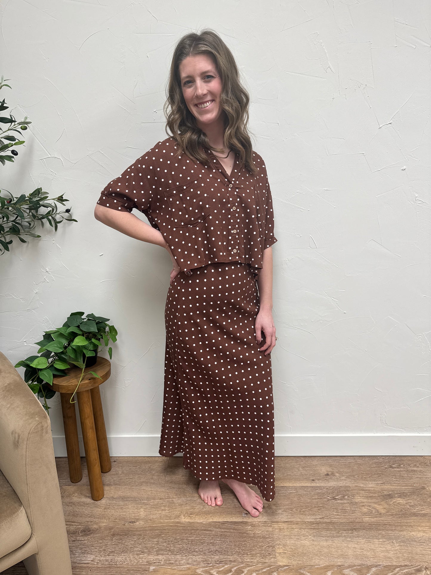 Polka Dot Button-Up Shirt