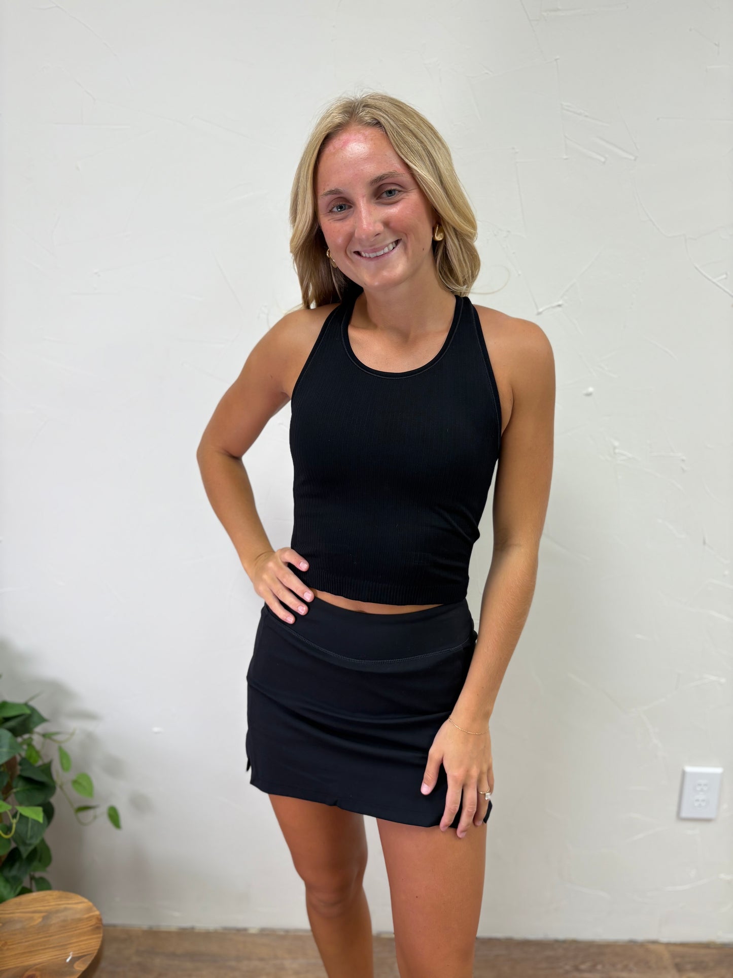 Rib Seamless Racerback Tank With Inner Bra
