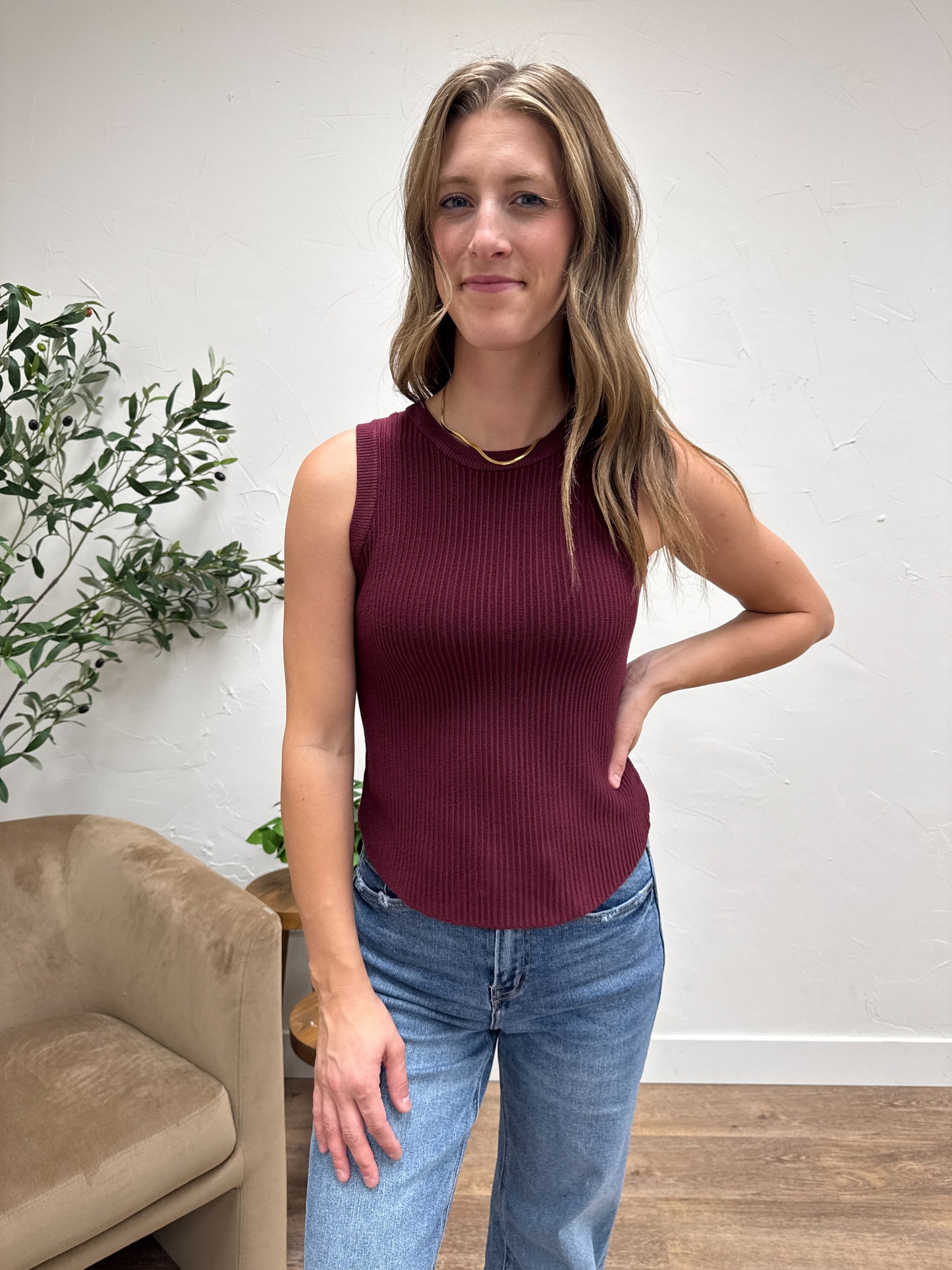 Fitted Ribbed Sweater Tank Top