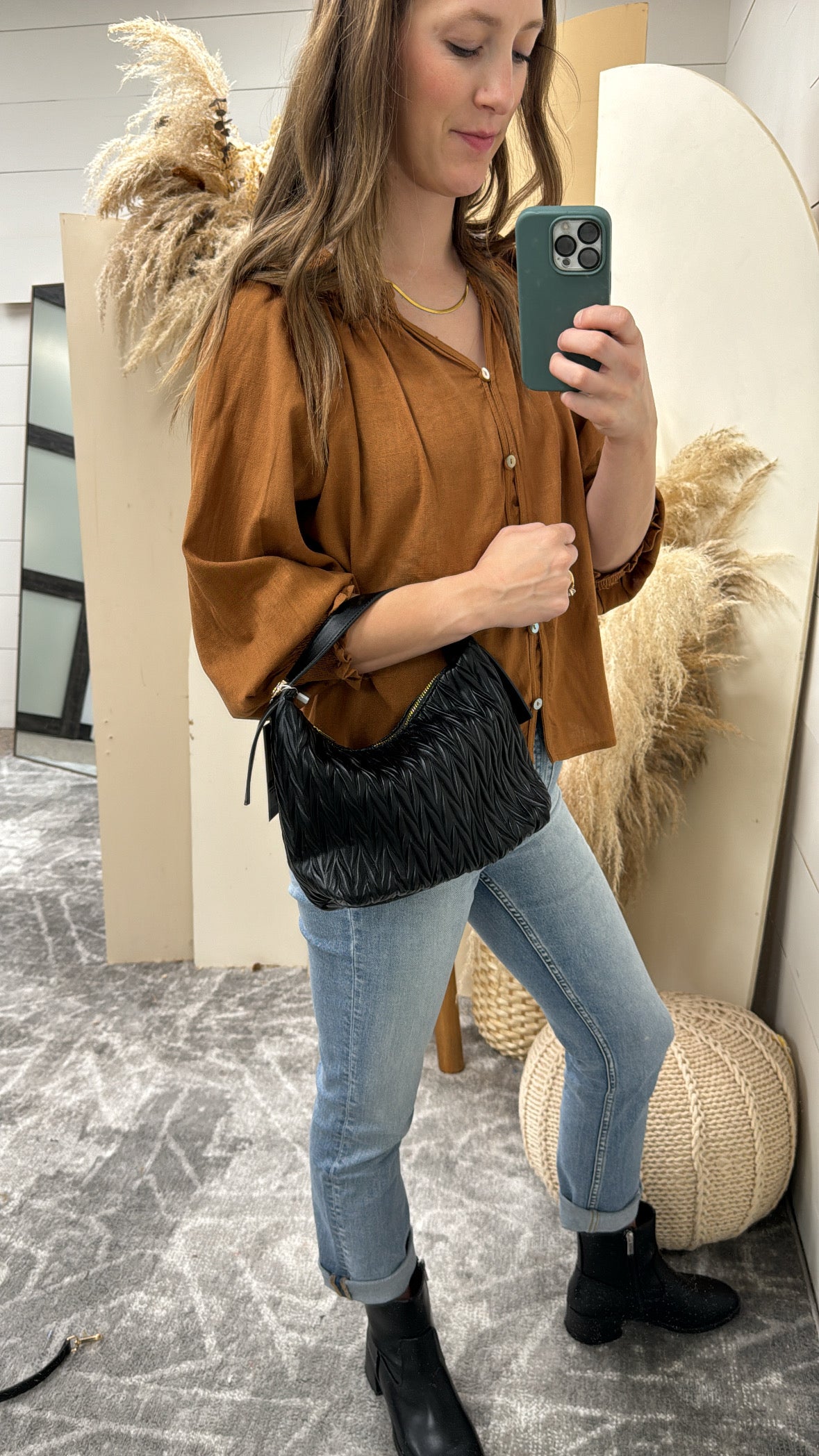 EH2582 Brenna Matelasse Pattern Shoulder Bag - Three:Twelve Boutique