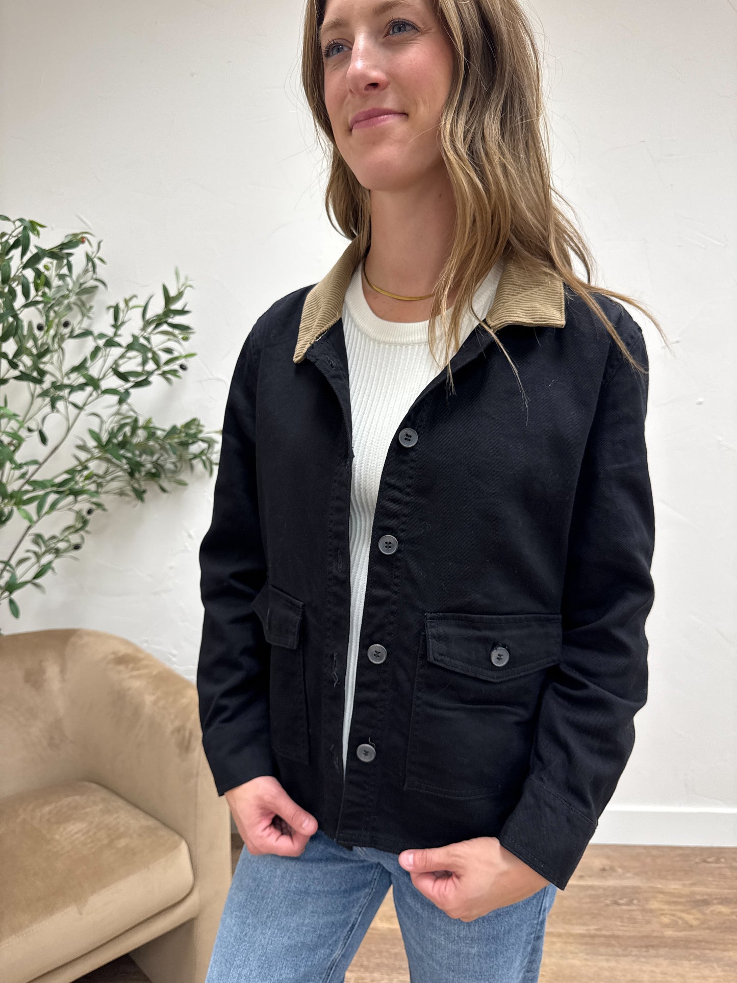 Work Jacket with Corduroy Collar