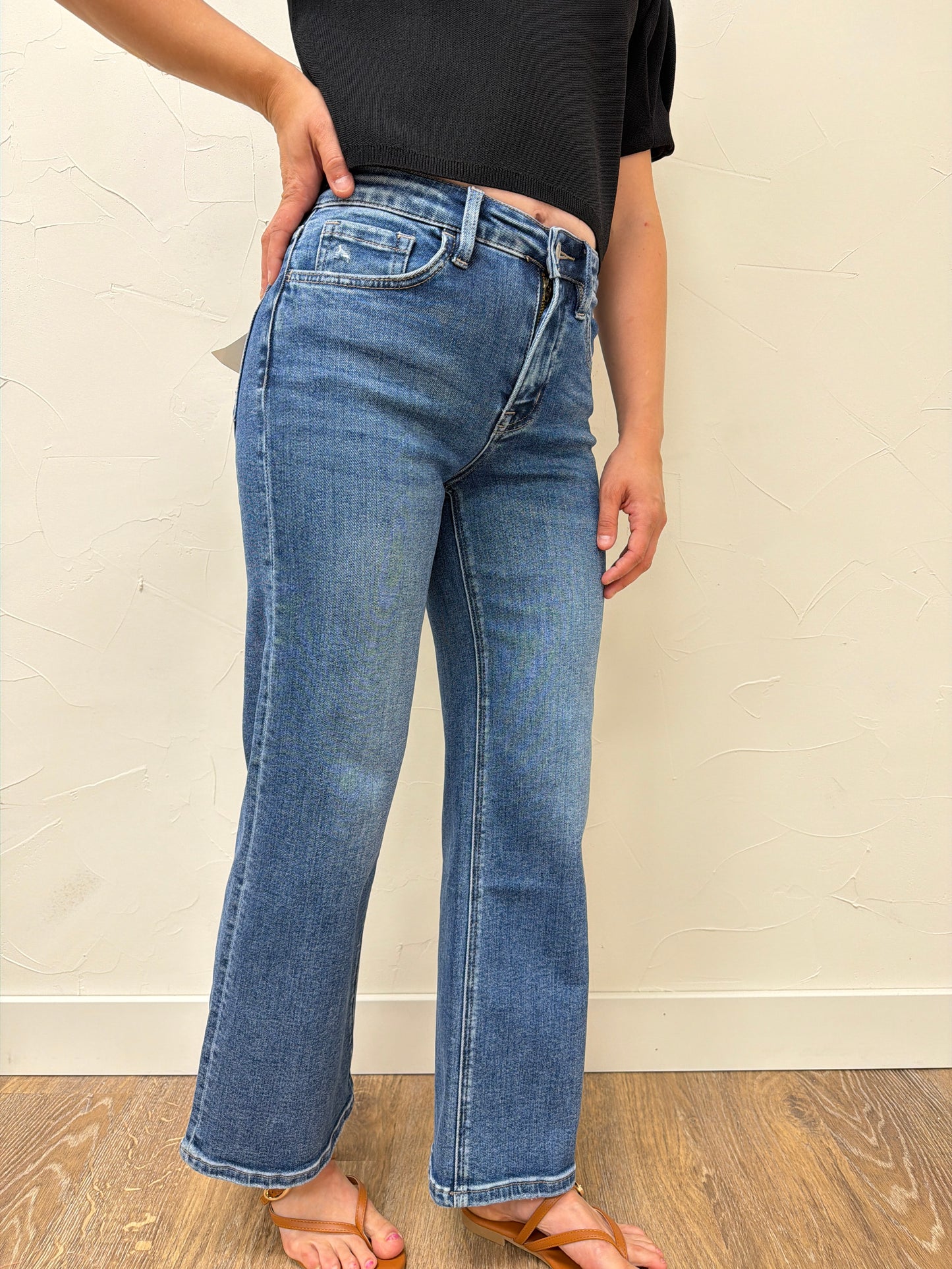 High Rise Ankle Wide Leg Vervet Denim