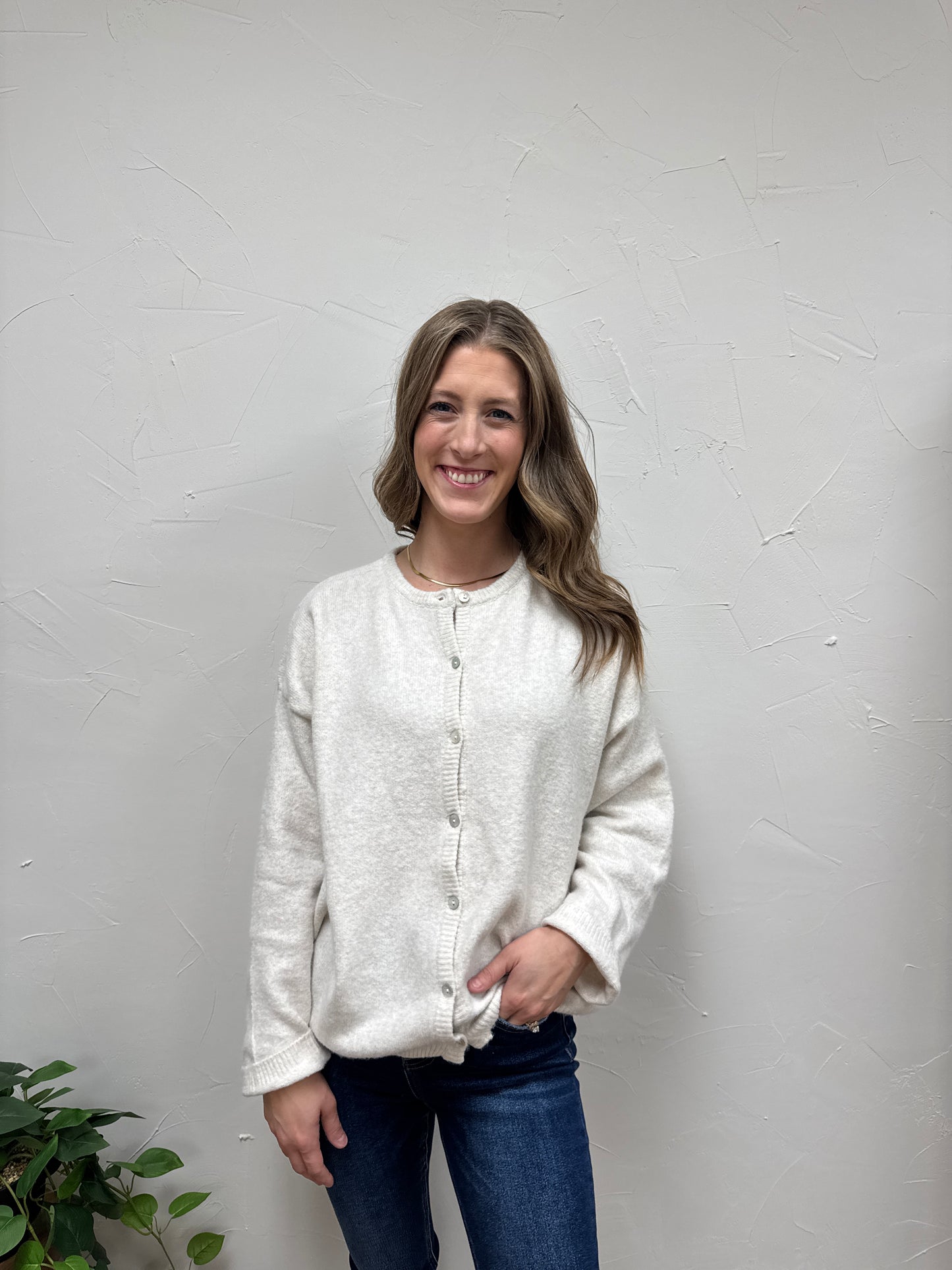Crew Neck Sweater Cardigan