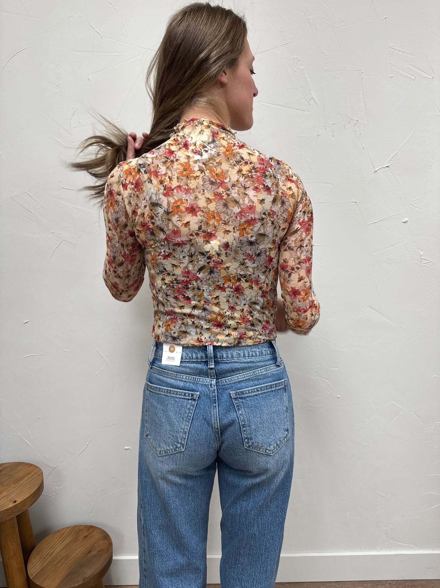 Floral Mesh Print Top