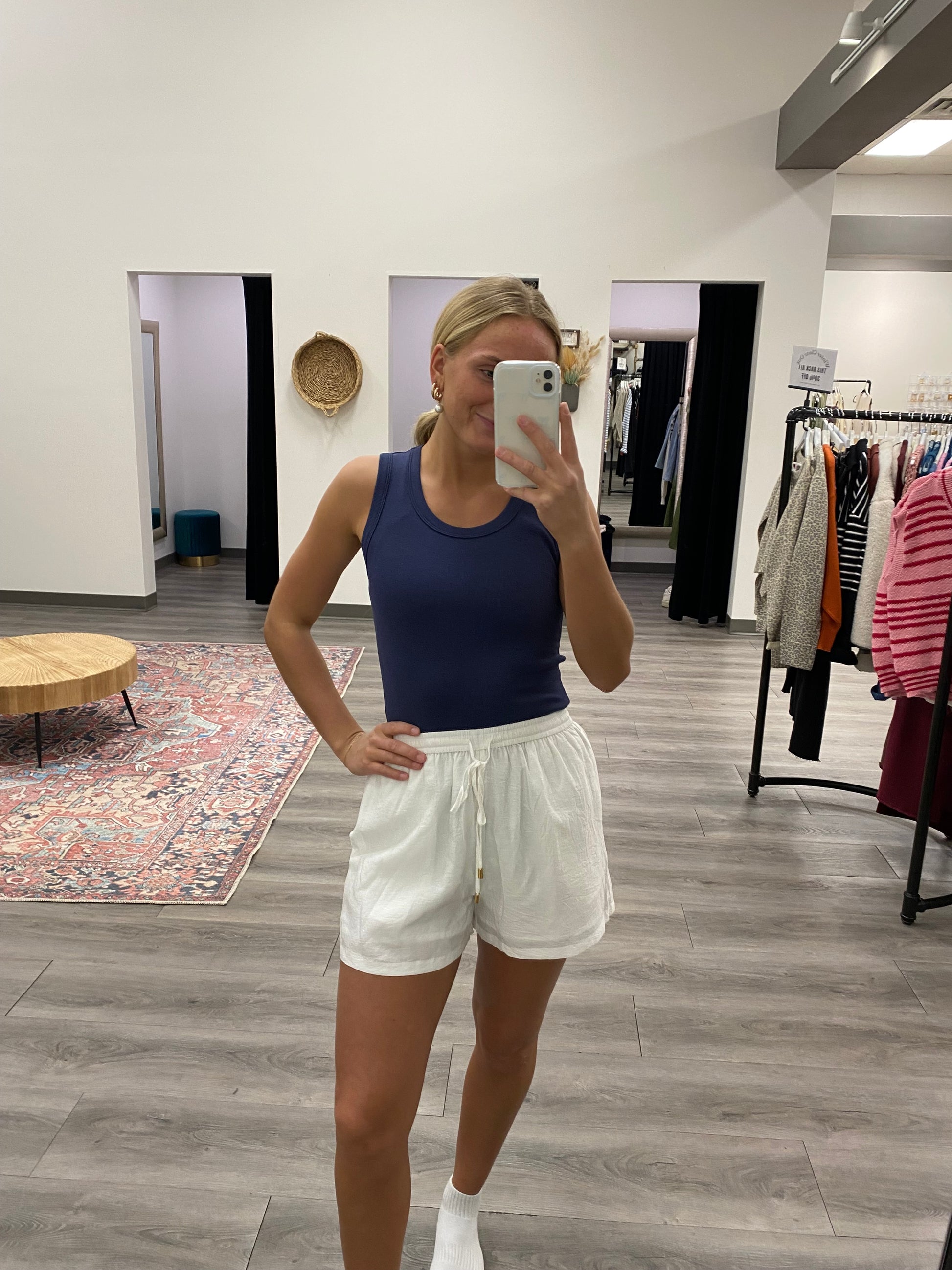 Light Textured Drawstring Shorts - Three:Twelve Boutique