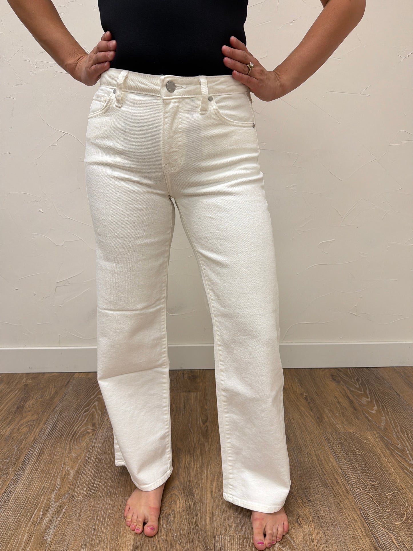 Mid Rise Slim Wide Leg
