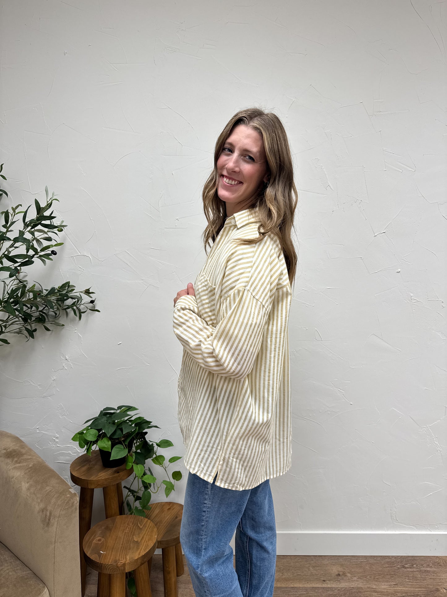 Striped Pattern Button Down Shirt