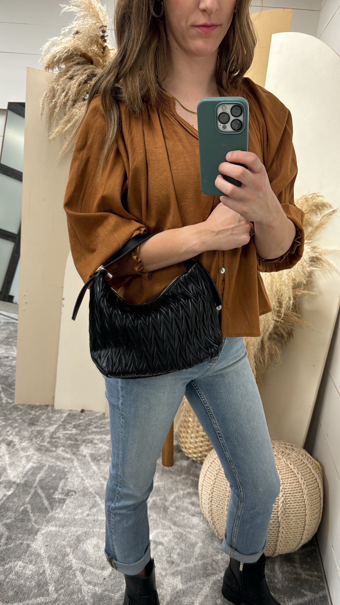 EH2582 Brenna Matelasse Pattern Shoulder Bag - Three:Twelve Boutique