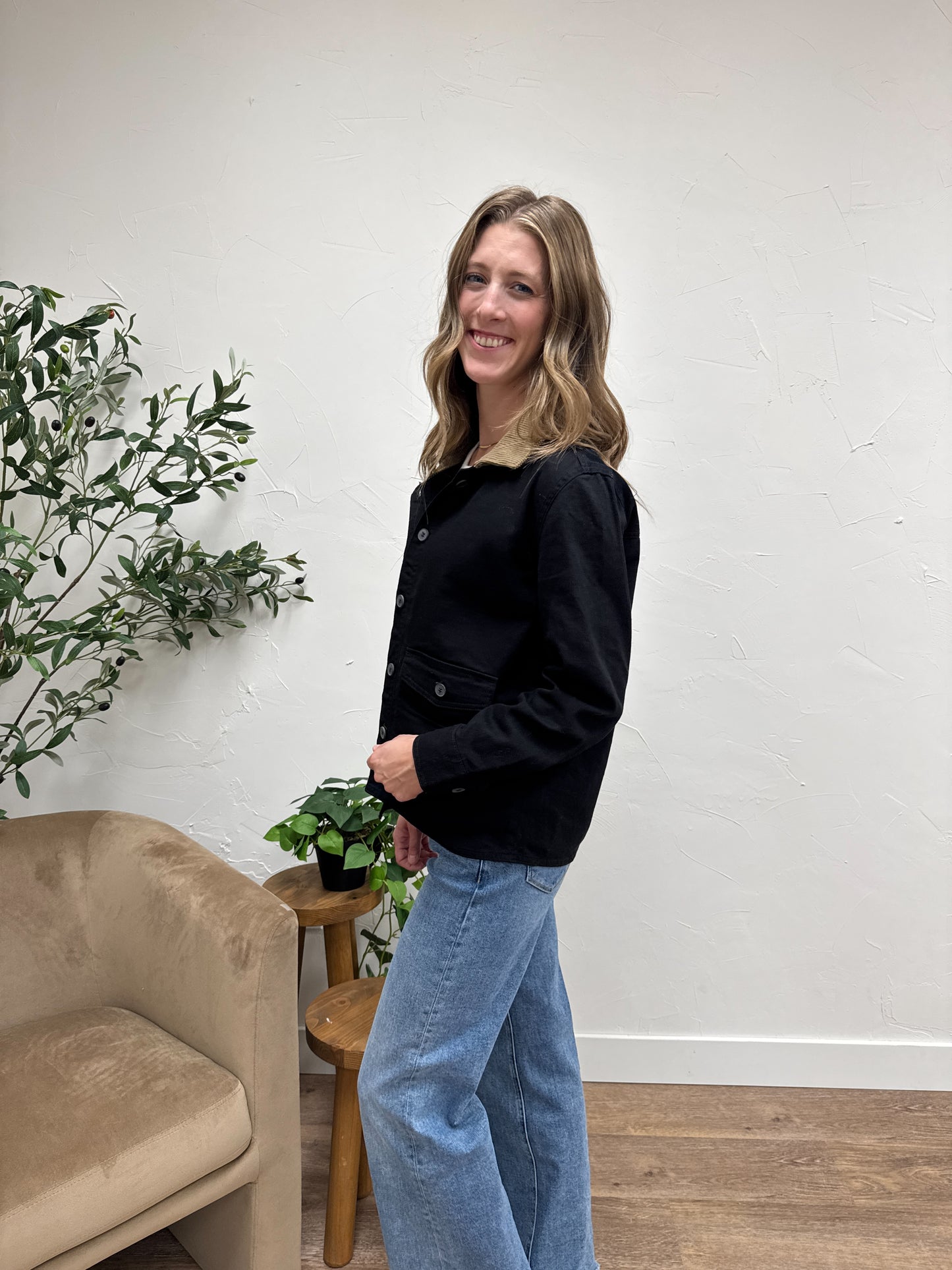 Work Jacket with Corduroy Collar