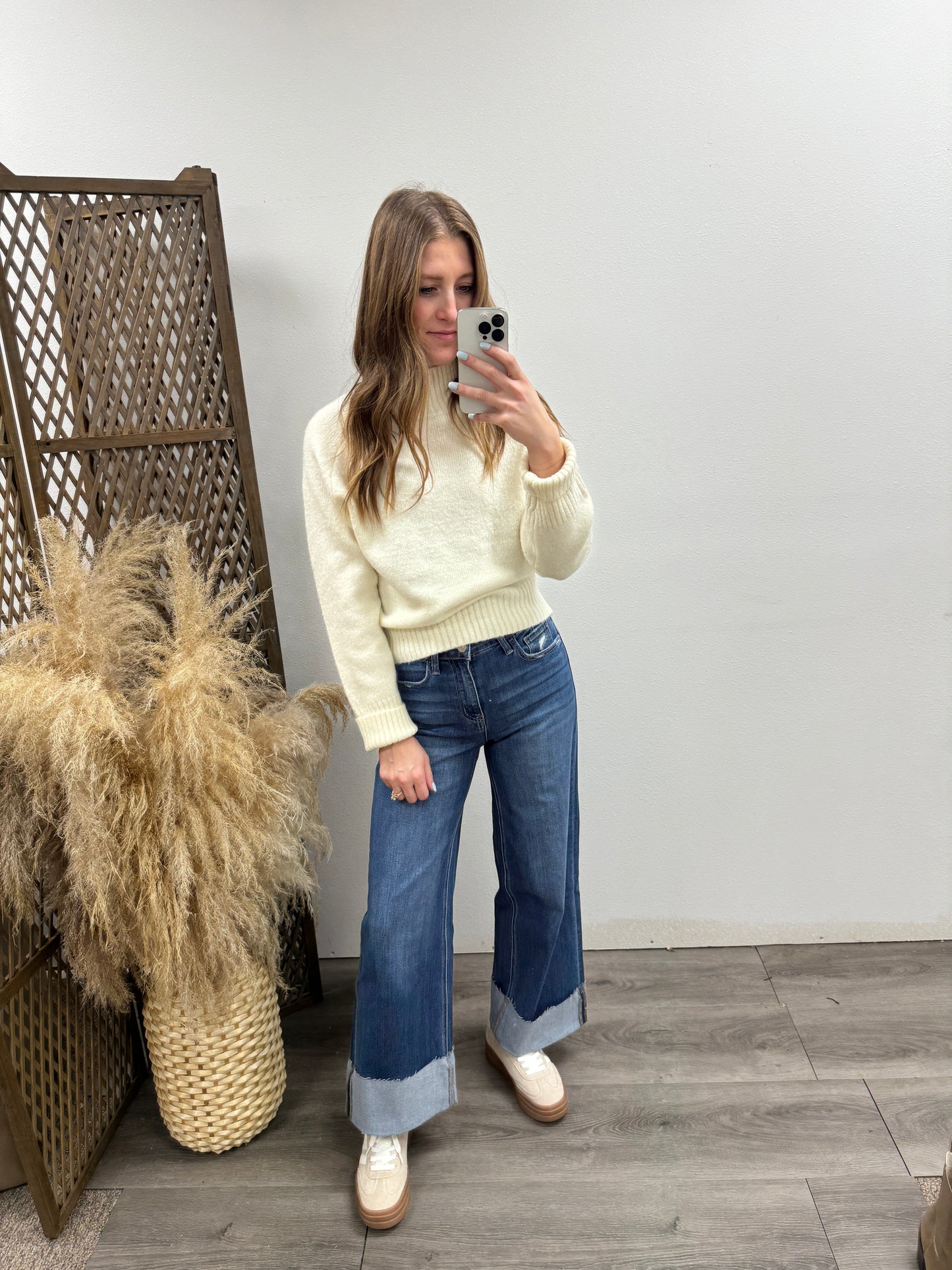 High Rise A Line Wide With Cuffed Hem - Three:Twelve Boutique