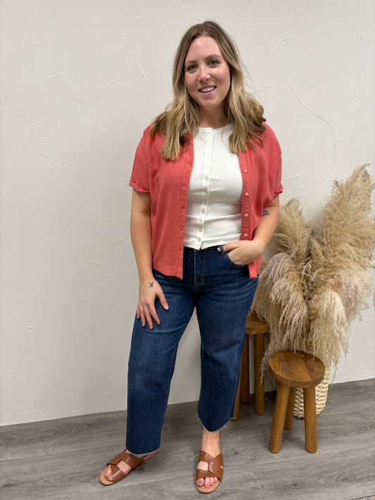 Mid Rise Wide Leg Vervet Denim