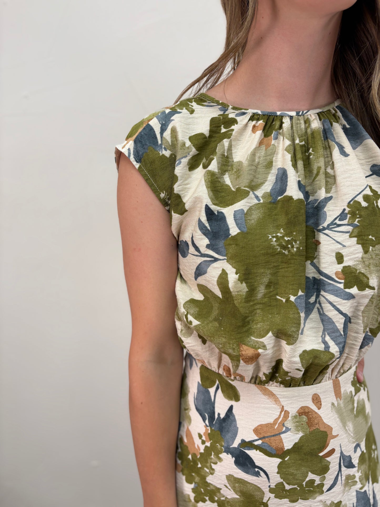 High Neck Floral Maxi Dress