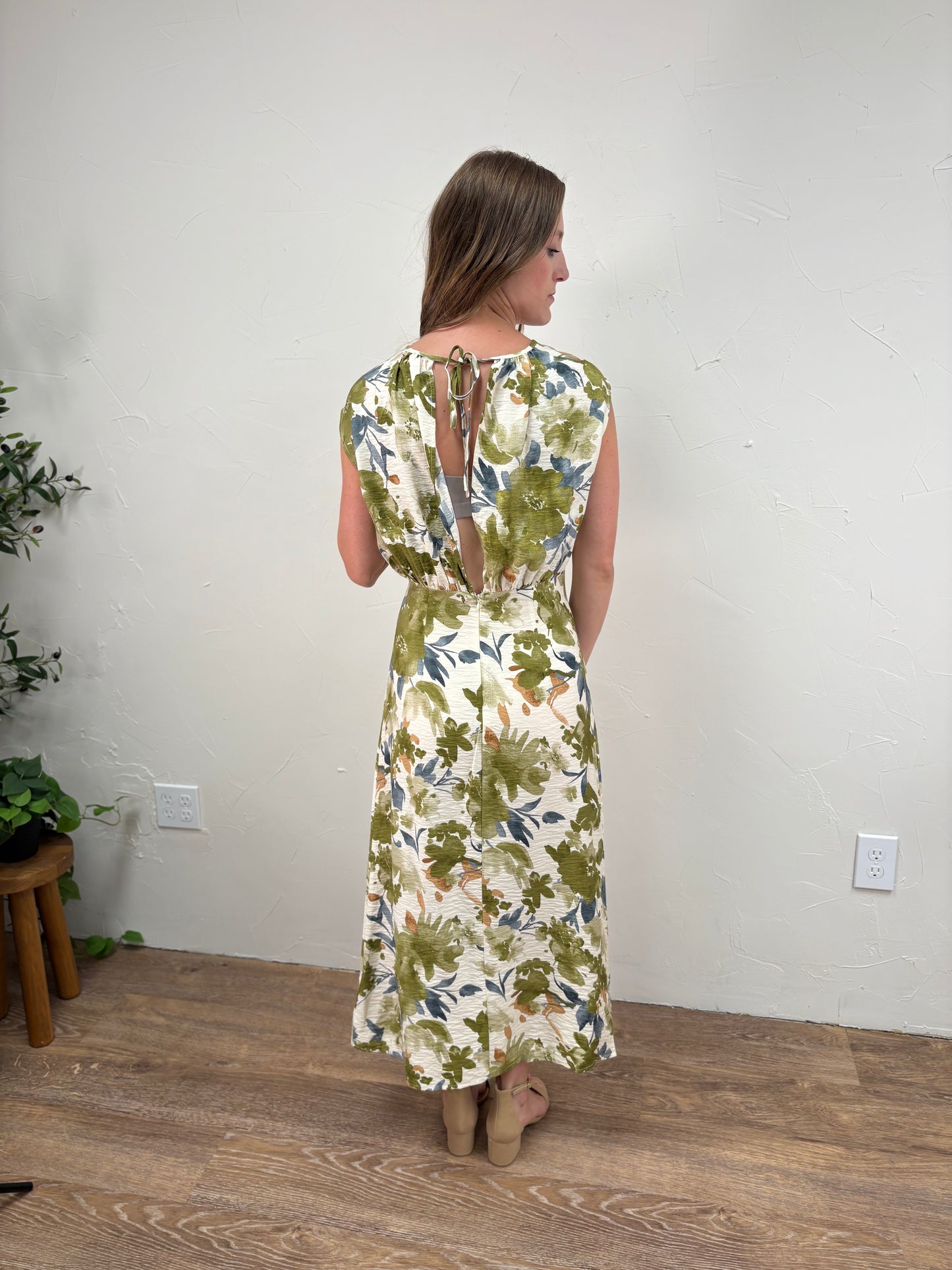 High Neck Floral Maxi Dress